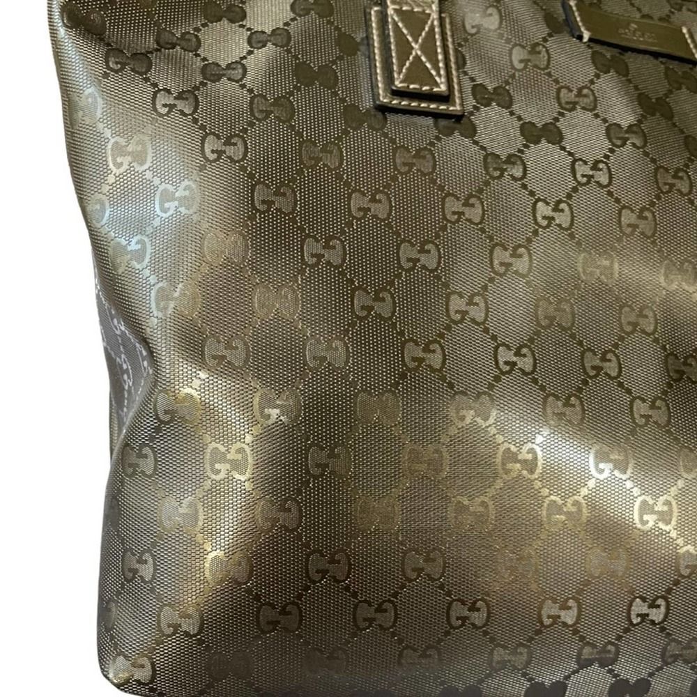 Gucci Imprime Gunmetal GG Coated Canvas Tote Handbag Shoulder Bag Medium - Picture 4 of 12